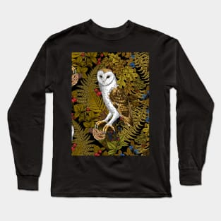 Owls, ferns, oak and berries 2 Long Sleeve T-Shirt